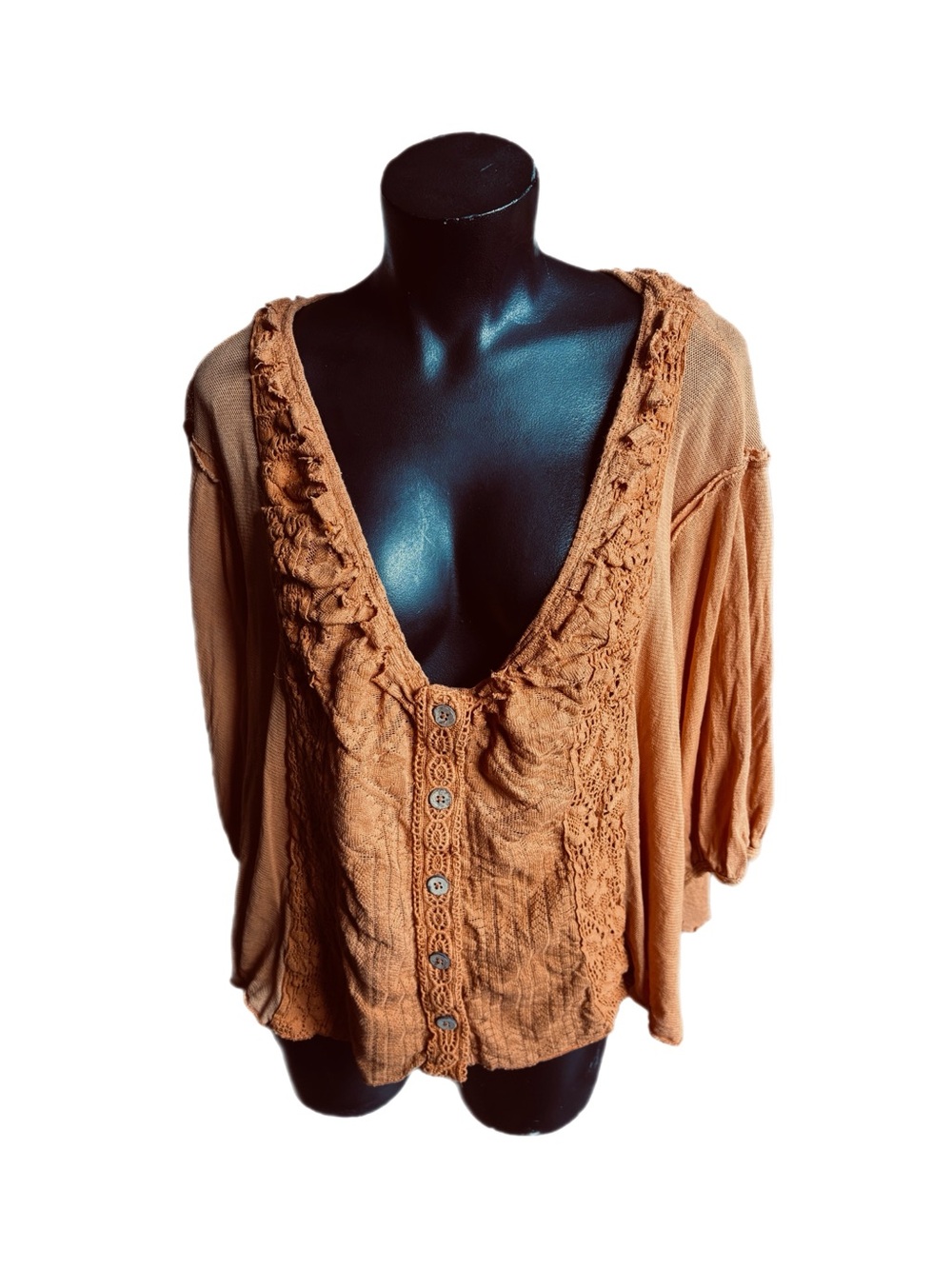 Free People Embroidered Diamond-Panel Tunic - Rust